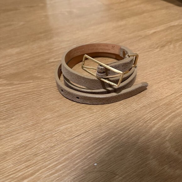 rag & bone Accessories - Nude suede and Gold Rebound belt thin